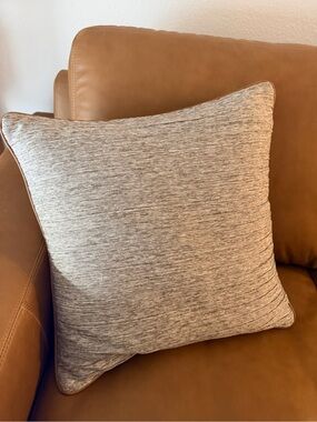 Grey Decorative Throw Pillow with Brown Piping - cover only 2 total
